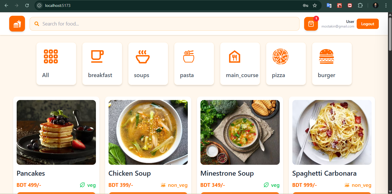 FoodZone Food Delivery Web App Screenshot